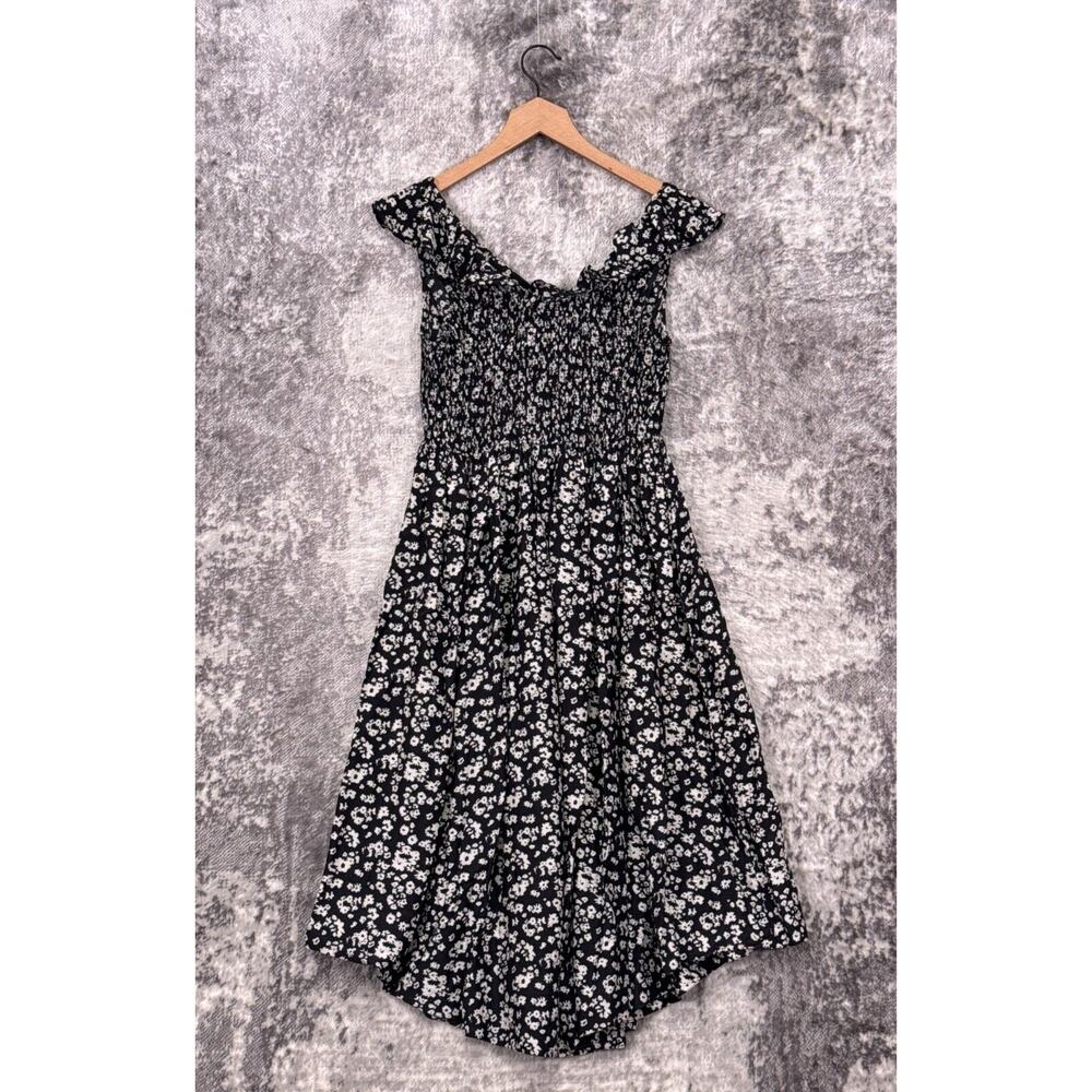 Hatch Dress 0 Womens Silk Blend Floral Print Ruffle Shoulder Cross Front Midi - Picture 3 of 8